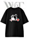 Motocross Heartbeat Design Printed Unisex Black Oversize T-Shirt