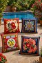 Set of 4 Cushion Covers with Pomegranate, Lemon and Bird Patterns - 2