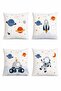 Rocket, Spacecraft, Astronaut Patterned 4-Piece Kids and Baby Pillowcase Set - 3