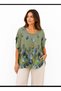 Women's Original Italian Cotton Fabric Oversize Patterned Collar Blouse 46-50