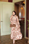 Brown Half-Buttoned Layered Dress with Elastic Sleeves - 2