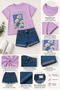Girl's Cotton Printed T-Shirt and Denim Shorts Two-Piece Set 3-9 Years Old I Girl's Set I Summer Girl's Set - 4