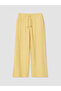 Yellow Elastic Waist Textured Women's Trousers