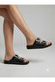 Two Buckle Shiny Detailed Contrast Color Band Comfortable Sole Slippers - 3