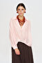Women's Asymmetrical Cut V-Neck Powder Blouse