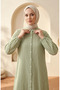 Muslin Fabric Buttoned Striped Tunic 0342-05 Pistachio Green - 3