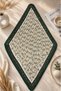 Women's Green Edged Pleated Scarf 90X40 cm – Gold Chain Patterned Neck and Hair Scarf - 3