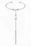 Women's Silver Color Zircon Stone Detailed Chain Dangle Adjustable Steel Shahmeran Bracelet - 4