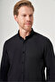 Black Buttoned Collar Oxford Slim Fit Cotton Shirt 1004265284 - 4