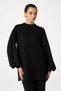 Women's Black Modal Fabric Balloon Sleeve Tunic and Tube Leg Trousers Double Set - 3