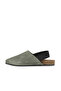Khaki Suede Women's Flat Sandals - 3
