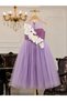 Orchid Detailed Lilac Tulle Children's Evening Dress - 31770