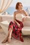 Crimson Mosaic Large Maxi Beach Pareo - Non-See-Through Shiny Fabric - 120X155 cm - 5