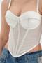 Women's Handcrafted Detailed Corset with Covered Chest Part and Strap Design - 5