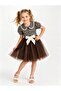 Rosalie Collared Leopard Patterned Tulle Skirted Girl's Dress - 5