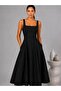 Women's Slim Fit 100% Cotton Square Neck Strap Midi Length Lined Woven Dress 26081