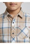 Boys Beige Checkered Long Sleeve Shirt - 5