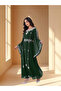 Women's Rhinestone Embellished Chiffon Kaftan Dress - Belted Formal Maxi Jalabiya - 2