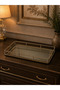 Rectangular Metal Mirrored Glass Tray Decorative Presentation Tray Rose Gold 46X30X6