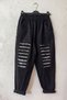 Italian Black Pocketed Sequined Elastic Waist Narrow Leg Casual Woven Trousers 95 65 - 2
