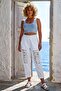 Italian White Pocketed Sequined Elastic Waist Narrow Leg Casual Woven Trousers 95 65 - 5