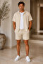 Premium Wrinkled Fabric Short Sleeve Shirt - Trouser Set Lycra Unisex Women's and Men's Set - 2