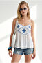 Women's White Thin Strap Blouse with Tie Detail Blz-19003436 - 5