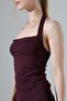 Women's Side Gathered Slit Halter Neck Tank Top 22377 - 3