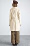 Woven Collar Metal Buttoned Double Breasted Coat Ekru 3168 - 7