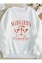 Women's White Margarita Printed Crew Neck Oversize Sweatshirt - 3