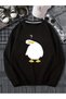 Unisex Black Goose Printed Crew Neck Oversize Sweatshirt