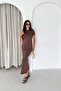 Basic Slit Dress Brown - 2