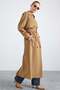 Water Repellent Trench Coat with Raglan Sleeves, Epaulettes and Cape Detail Kamel 6881 - 5