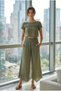 Women's Feather Embroidered Linen Trousers - Khaki Color Shalwar-100% Cotton Fabric.Breathable Organic Product-Loose Fit - 3