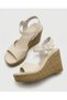 Women's Straw Wedge Heel Ankle Strap Light Sole Heeled Shoes