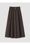 Vizyon New Season Brown High Waist Belted Pleated Flared Women's Skirt - 5