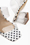 Women's White Patterned Transparent Strap Heeled Slippers - 4