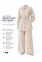Summer Strawberry Fabric Button Detailed Waist-Tie Double Set (Tunic - Trousers)