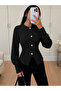 Women's Scuba Crepe Gold Buttoned Waist Fitted Long Sleeve Stylish Blouse 00231