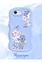 iPhone 6S Plus Compatible Case Camera Protector Blue Silicone Couple Phone Case Floral Pattern - 2