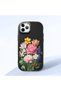 iPhone 11 Pro Max Compatible Case with Camera Protection Black Silicone Couple Phone Case with Floral Pattern