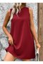 Women's Strappy V-Neck Wide Cut Detailed Short Janjan Crepe Dress - 3