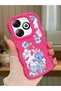 Infinix Hot 40I Compatible Case Camera Protector Red Silicone Couple Phone Case Floral Pattern
