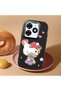 Infinix Smart 8 Pro Compatible Case Camera Protector Black Silicone Couple Phone Case Kitty Pattern - 2