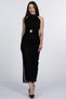 Women's Summer Black Alessi Neck Tie Detailed Glitter Tulle Long Evening Dress 4023 - 6