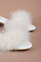Satin Square Heel Feathered Bridal and Engagement Slippers - 2