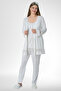 Pajama Set with Adjustable Waist and Nursing Feature, Cotton Maternity Pajama Set with Dressing Gown
