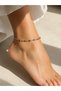 Elegant Lily Anklet with Gold Stone and Evil Eye Charm