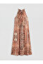 Original Halter Neck Patterned Gathered Dress - 6
