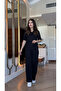 Women's Short Sleeve Collared Viscose Two Thread Blouse and Pants Two Piece Set